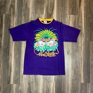 Vintage 80s New Orleans Mardi Gras Parade Shirt Tee Jays Made in USA Size Large